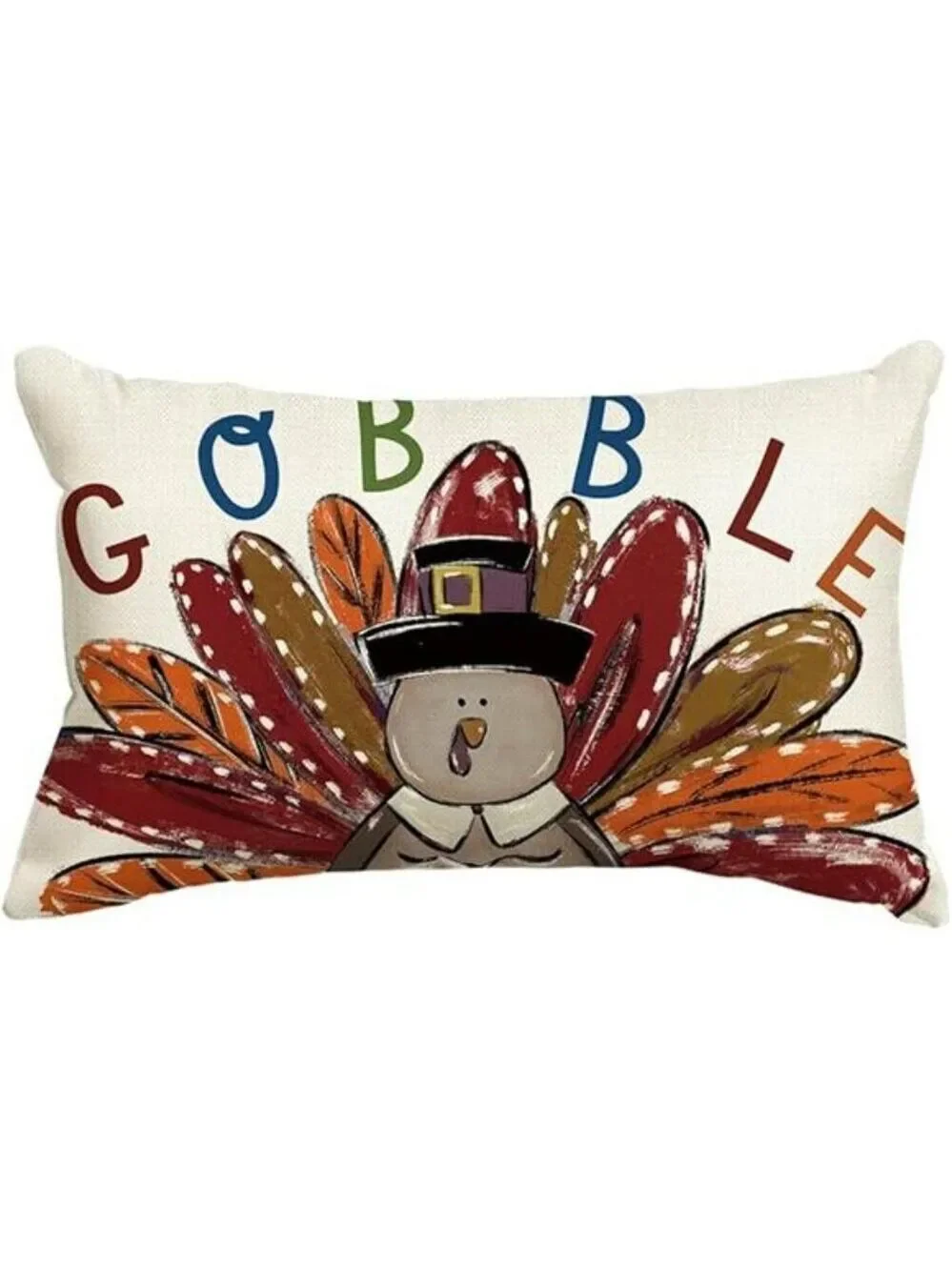 Thanksgiving Turkey Pillow Cover 12x20 Gobble Fall Cushion Case for Sofa Couch C